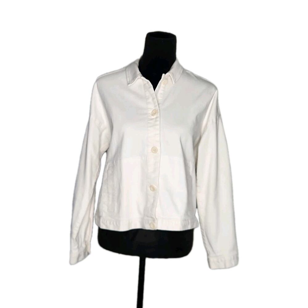 Eileen Fisher Undyed Organic Cotton Denim Jacket White Size Large - Picture 3 of 9